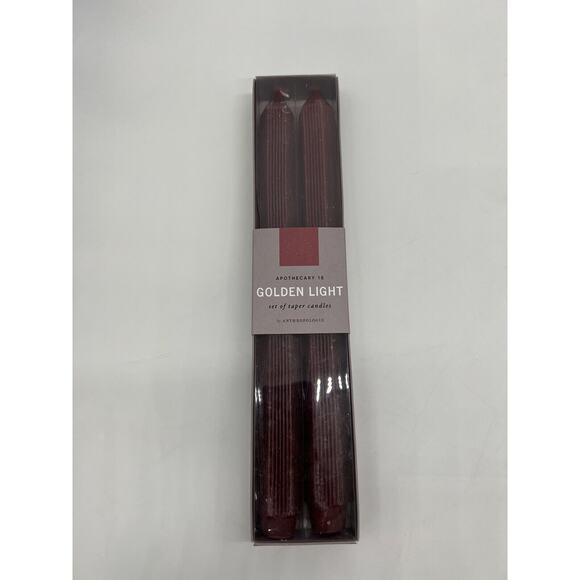 Anthropologie Apothecary 18 Golden Light Taper Candles in Wine Set of 2 - Picture 2 of 5